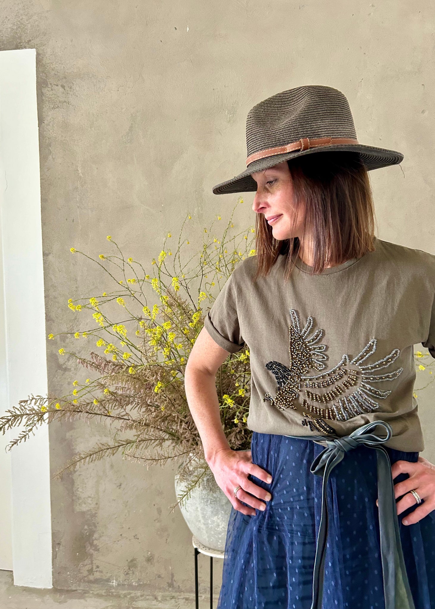 T-SHIRT OLIVE + GREY | EAGLE | BEADED (R100 off combo Tees + Sweaters)