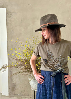T-SHIRT OLIVE + GREY | EAGLE | BEADED (R100 off combo Tees + Sweaters)