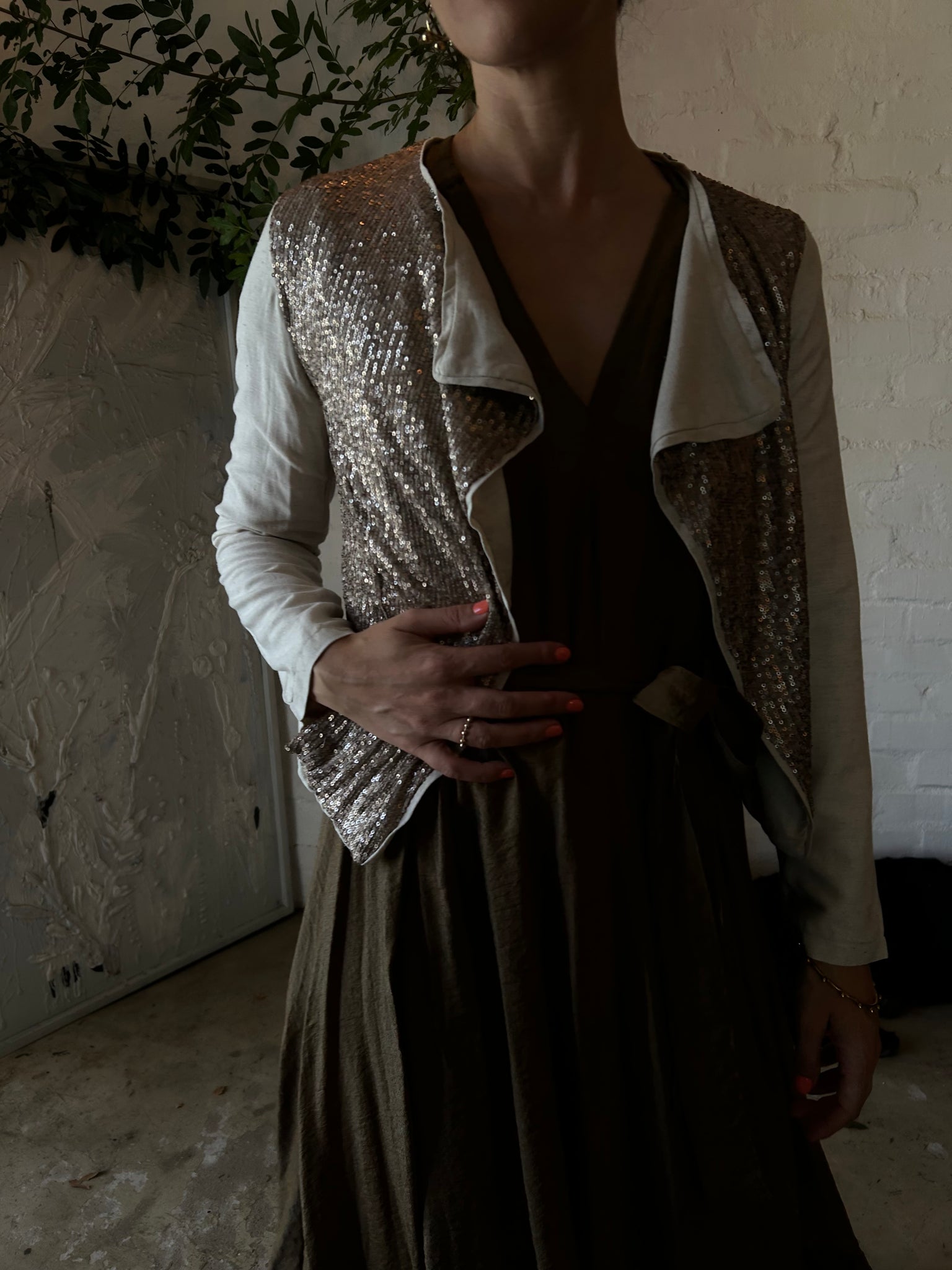 DUSTY GOLD SEQUIN + LINEN | MODERN JACKET