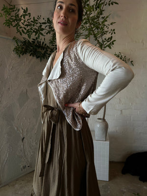 DUSTY GOLD SEQUIN + LINEN | MODERN JACKET