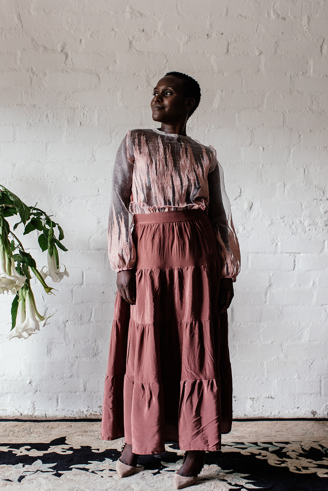 DUSTY PINK | TIERED SKIRT