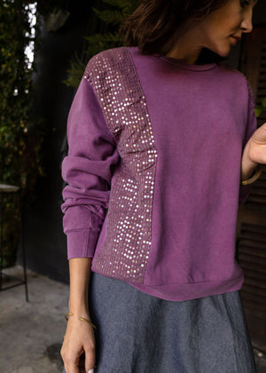40% OFF PURPLE SEQUIN | SWEATER