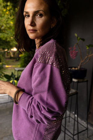 40% OFF PURPLE SEQUIN | SWEATER
