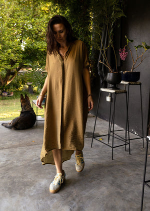 SUNSET | PLEATED SHIRT DRESS