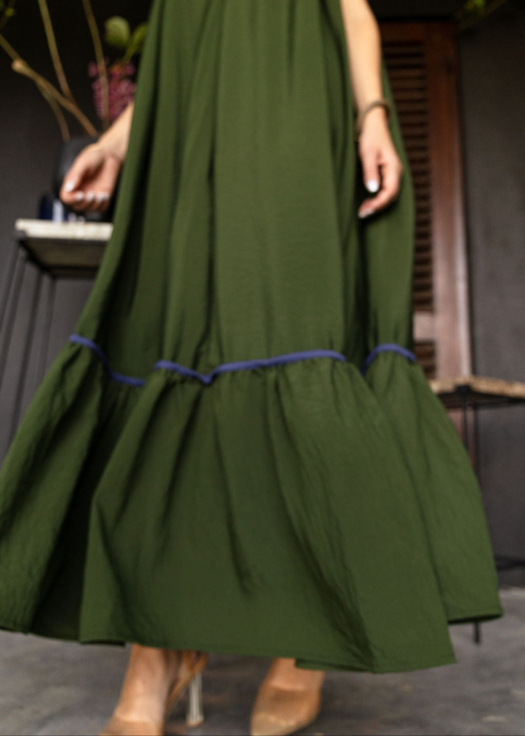 INDIA GREEN FRILL - THE FLOW DRESS MAXI