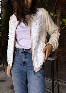 STONE + WHITE SEQUIN | BOMBER JACKET