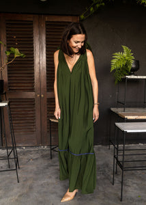 INDIA GREEN FRILL - THE FLOW DRESS MAXI