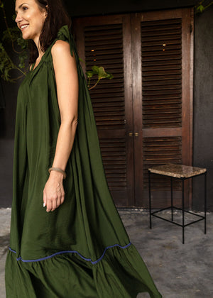 INDIA GREEN FRILL - THE FLOW DRESS MAXI