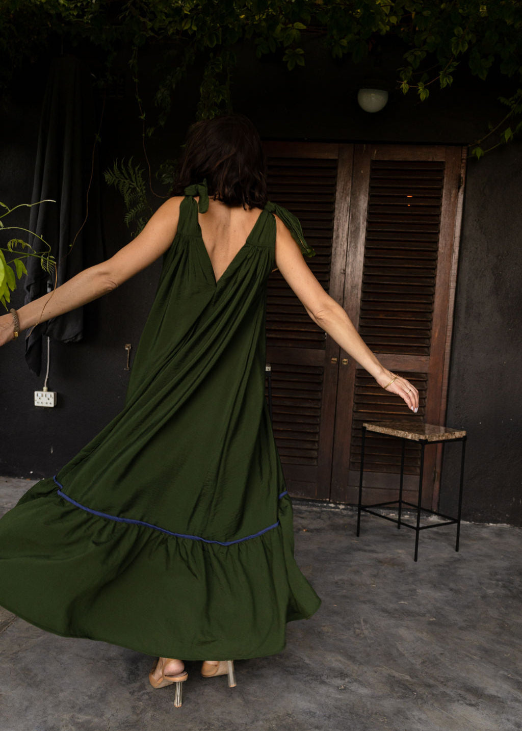 INDIA GREEN FRILL - THE FLOW DRESS MAXI