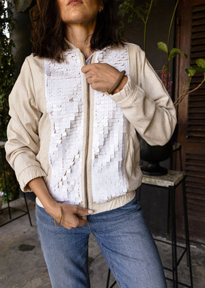 STONE + WHITE SEQUIN | BOMBER JACKET