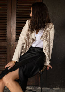 DUSTY GOLD SEQUIN + LINEN | MODERN JACKET