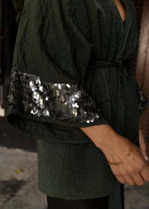 GREEN GREY SEQUIN | THE KIMONO