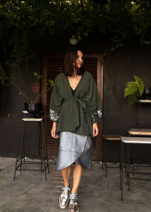 GREEN GREY SEQUIN | THE KIMONO