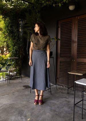 DENIM WRAP | A-LINE WRAP SKIRT