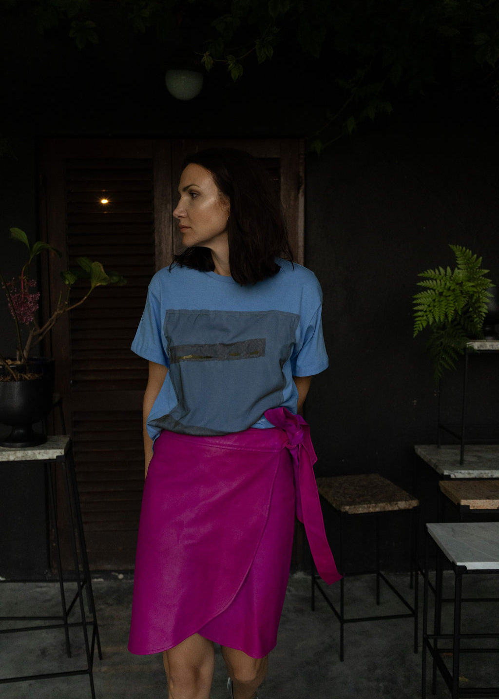FUCHIA HEIRLOOM LEATHER | THE MINI OR MIDI WRAP SKIRT