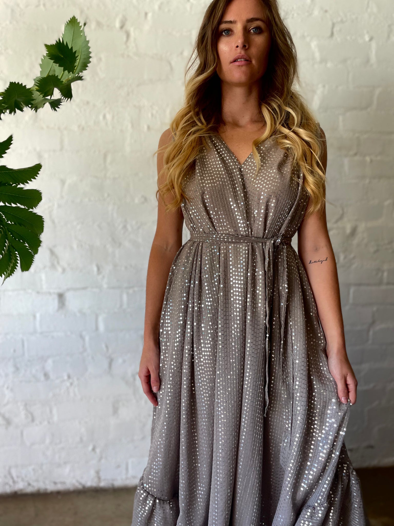 SALE 40% OFF! GREY SILVER  SEQUIN - THE FLOW DRESS
